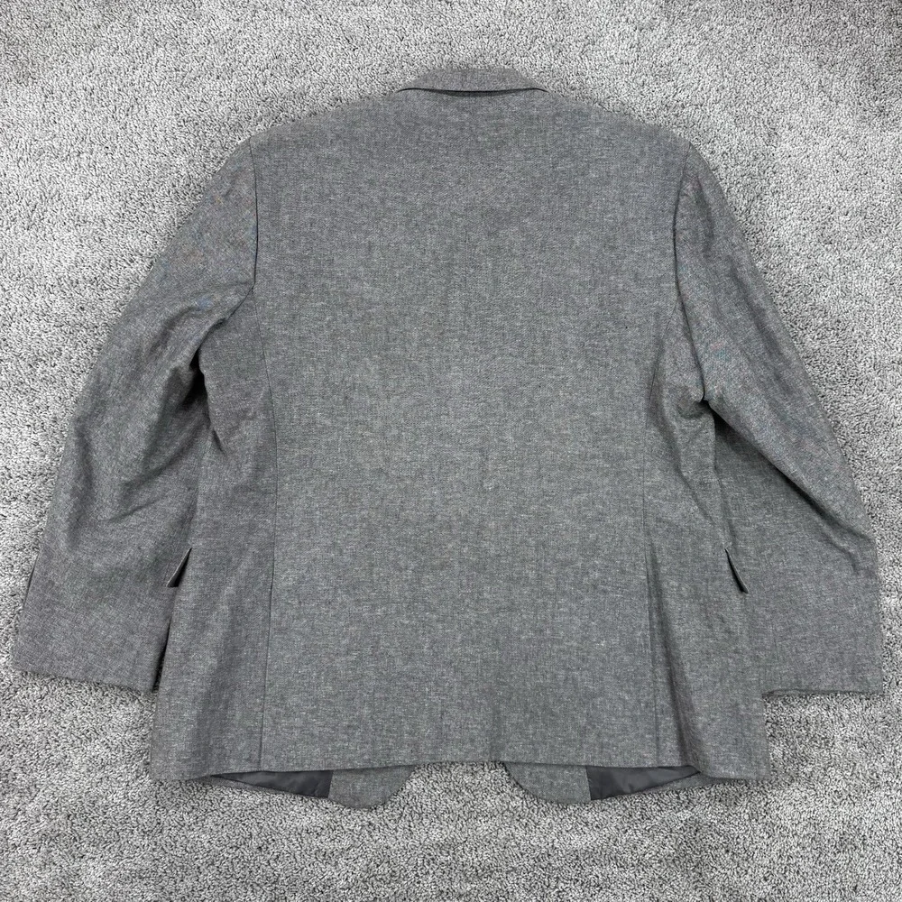 Stafford Linen Blazer Men's 50R Gray Classic Fit Signature Sport Coat Dual Vent